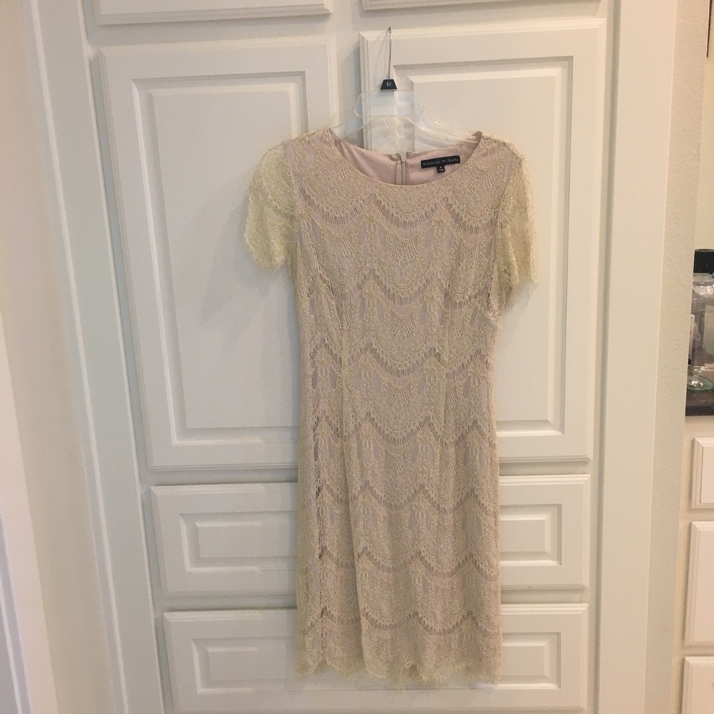 Shimmering beige lace dress